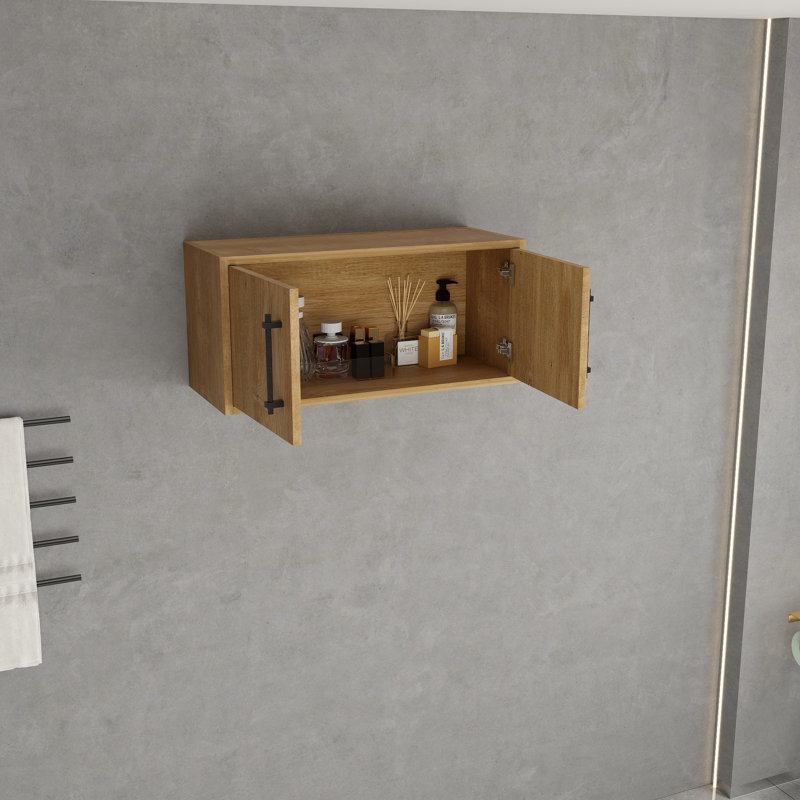 Victoria Oak Finish Wall-Mounted Bathroom Cabinet with LED Light