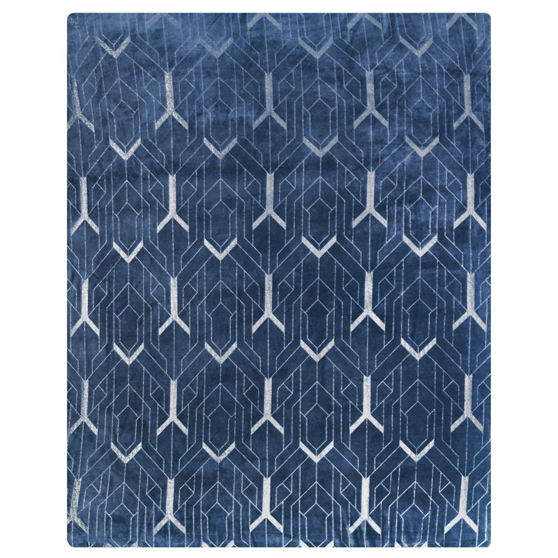 Polyester Geometric Shapes Bedspread, Blue