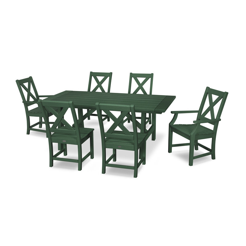 Braxton 7-Piece Rustic Farmhouse Dining Set, Green