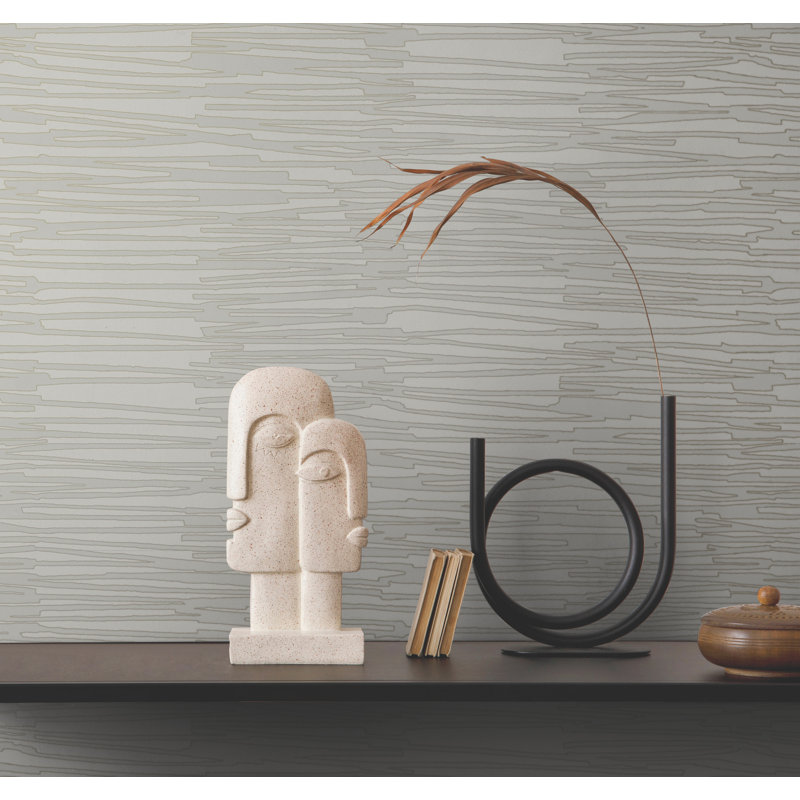 Papier peint eau avec roseau, gris