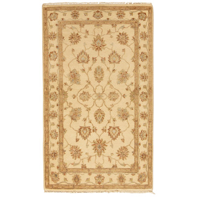 Hand Knotted Wool Area Rug in Beige