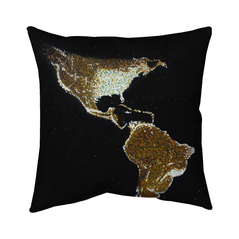 American continent at night - 20"x20" Outdoors Throw pillow - Spun poly - Print on demand