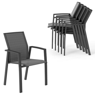 Chaise de patio empilable en aluminium Stemple, entièrement assemblée