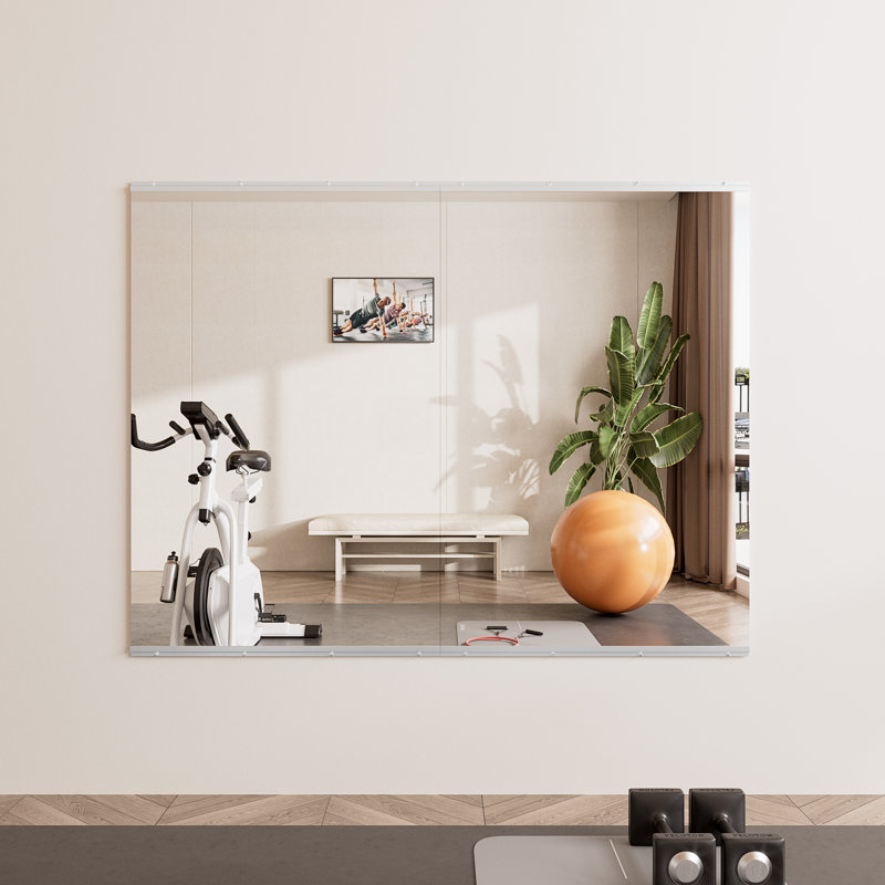Rectangle Full Length Wall Mirror Set Home Gym Mirror Tempered Glass Mirror, 48" x 32", 1