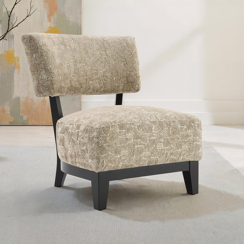 Fauteuil d'appoint sans accoudoirs et pieds inclinés, Beige