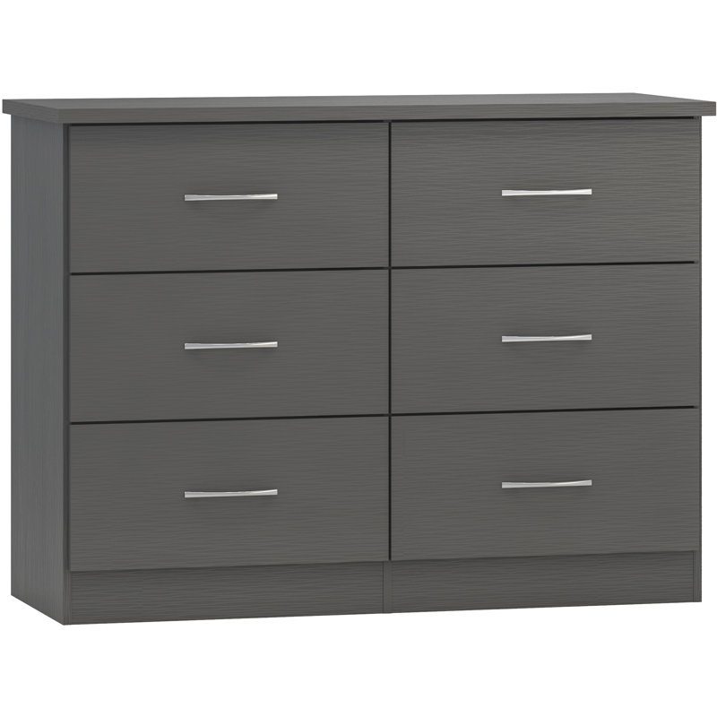 Nevada 6 Drawer Chest, 3D Effect Grey