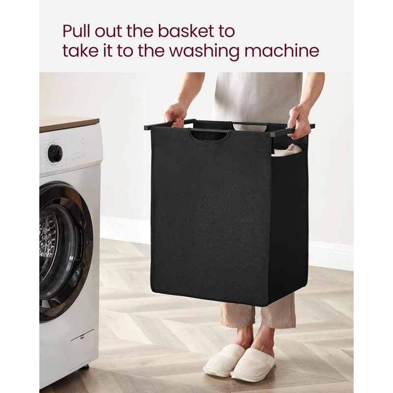 MDF, Steel, Oxford Fabric Laundry Cart, Black/Brown