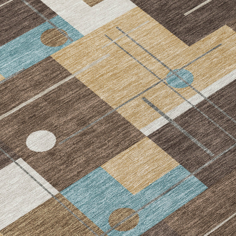 Machine Washable Indoor/Outdoor Chantille ACN2716 Geometric Rug, 8' Round, Brown