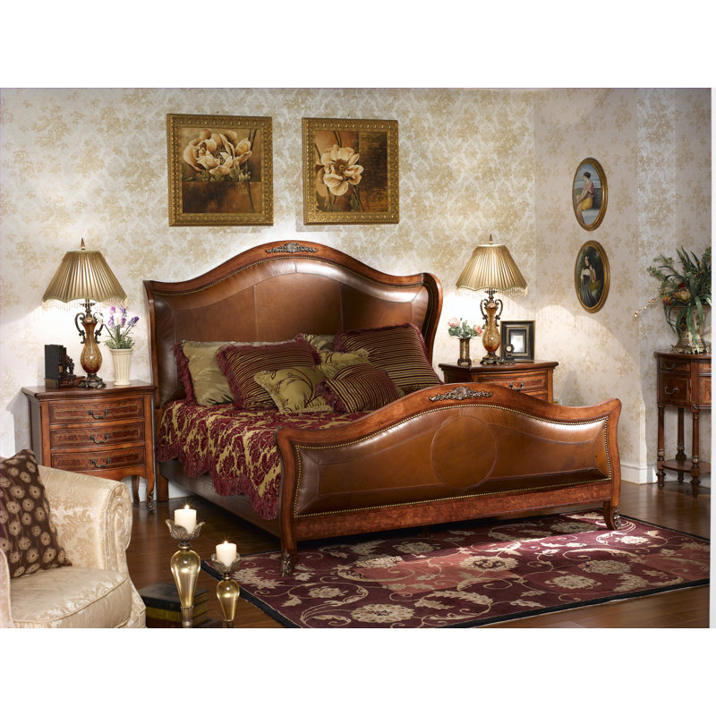 Louis Leather Wingback Bed, California King