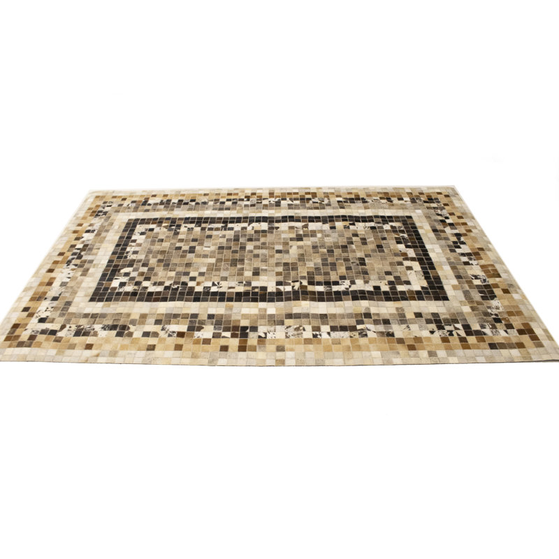 Tapis multicolore moderne en cuir 5X8, Rectangle 5 pi x 8 pi