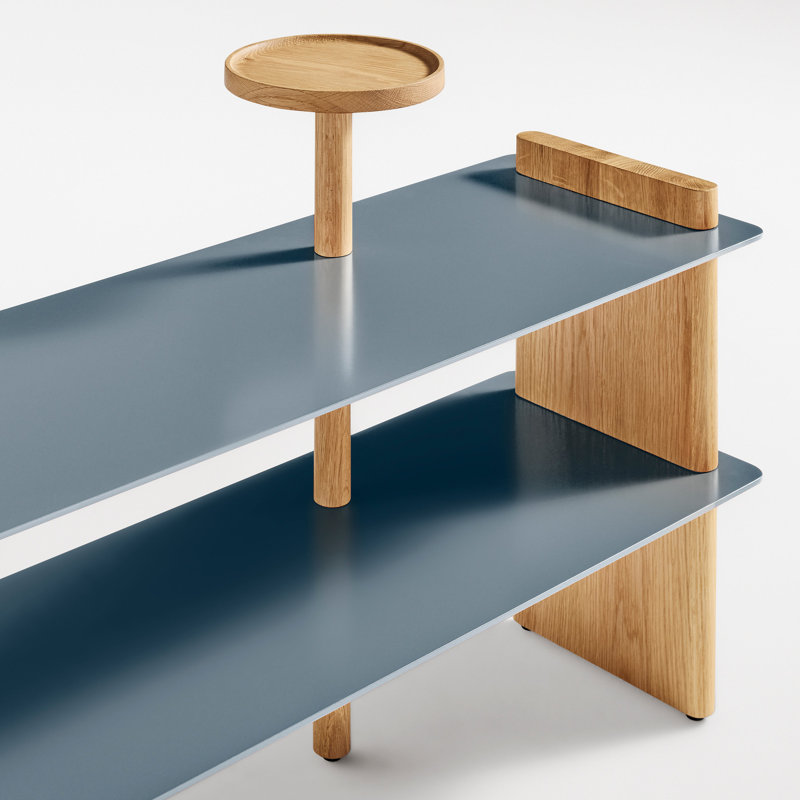Shoegaze Shoe Rack, White Oak/Gray Blue