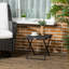 Table d'appoint pliante en rotin pour table d'appoint en osier de patio, noir
