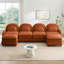 Canapé Teddy en tissu 4 places en forme de nuage, dossier incurvé et accoudoirs avec coussins lombaires incurvés, canapé modulaire 4 places modulaire avec 2 repose-pieds mobiles et coussin de soutien à double couche, orange-2095070008