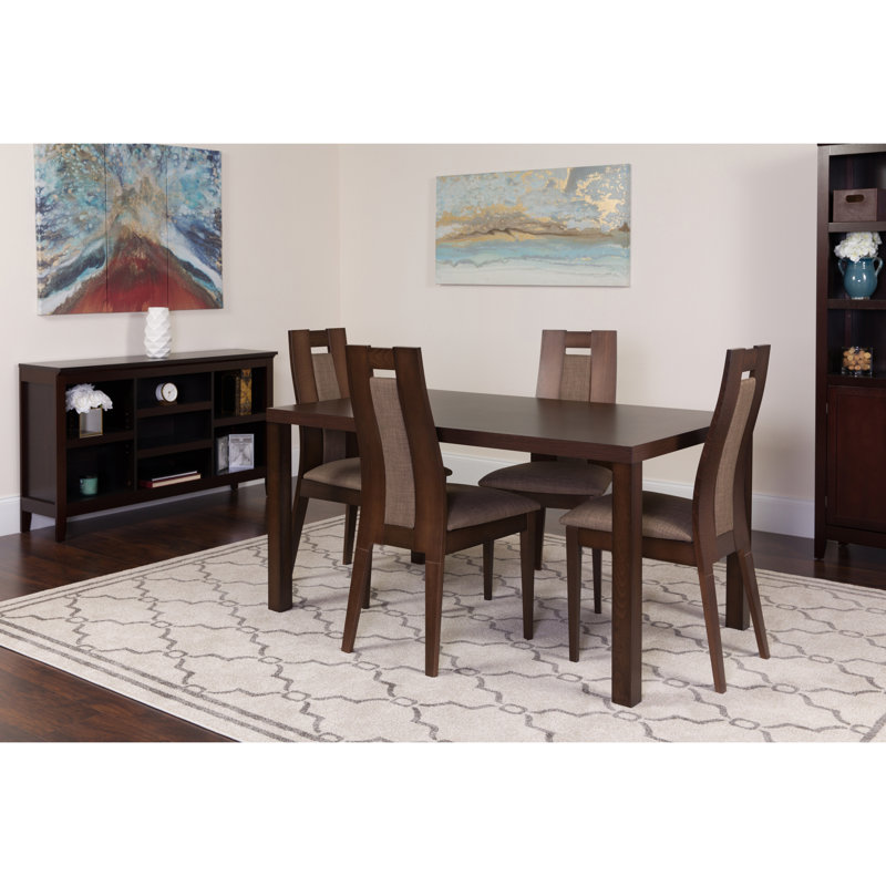 Ensemble de salle à manger en bois massif 5 pièces Hudnall, Espresso