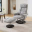 Fauteuil inclinable simple à assise simple en chenille gris avec repose-pieds pivotant et repose-pieds