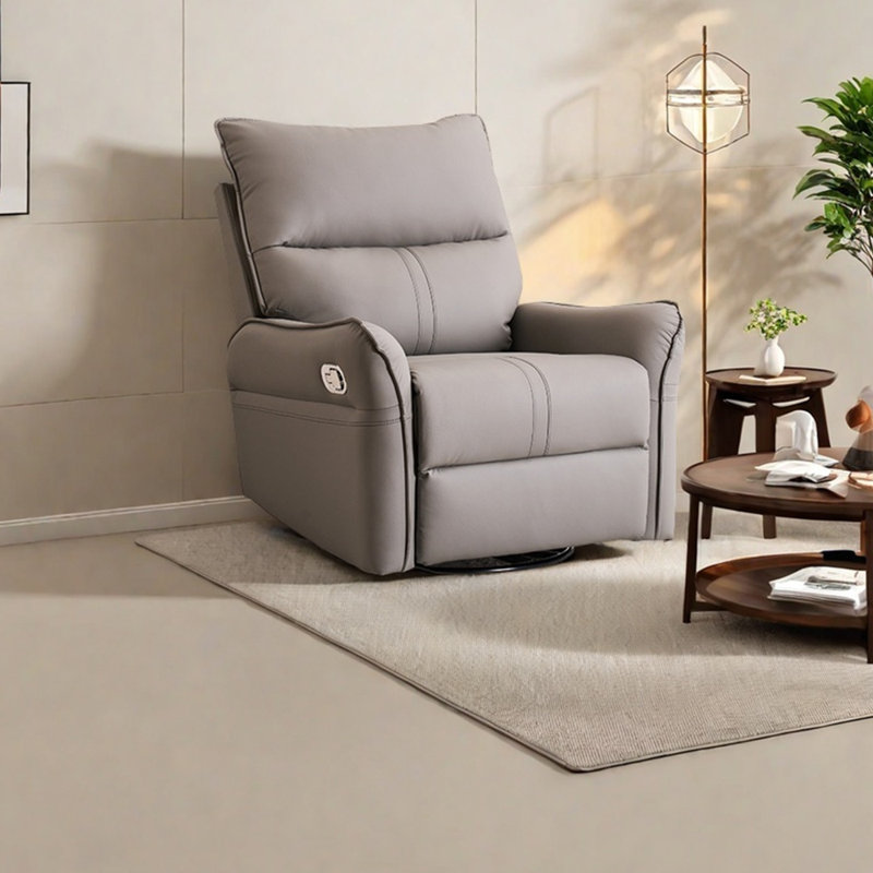 Modern light luxury faux leather lounge chair, Gray