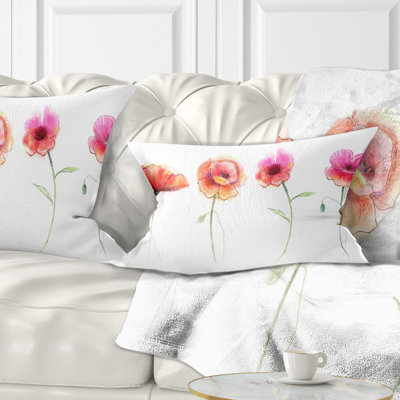 Coussin lombaire en aquarelle de fleur