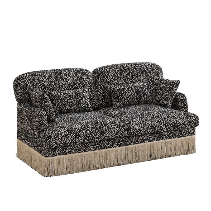 Deep Seat Sectionals, Chenille Leopard Modern Tassel Sofa For Home