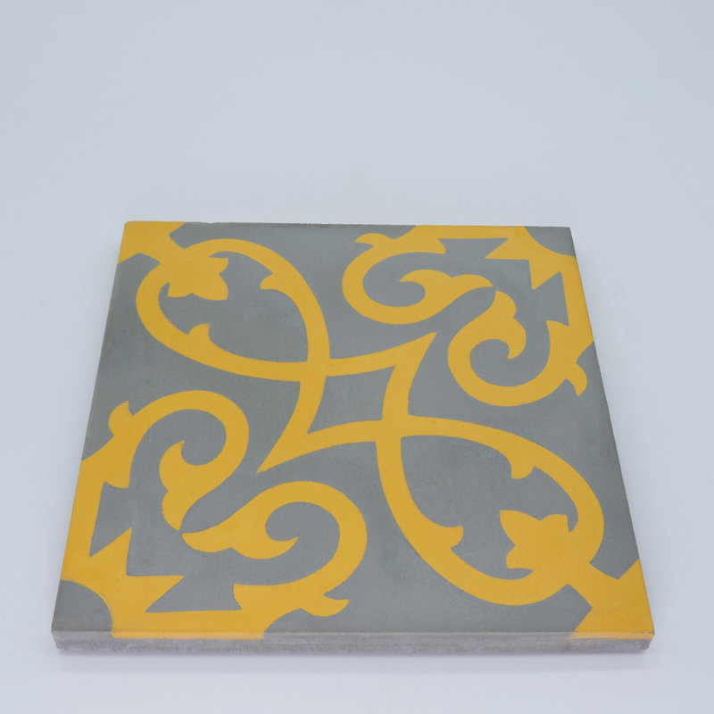 Agadir 8" x 8" Cement Patterned Wall & Floor Tile, Yellow/Blue/White