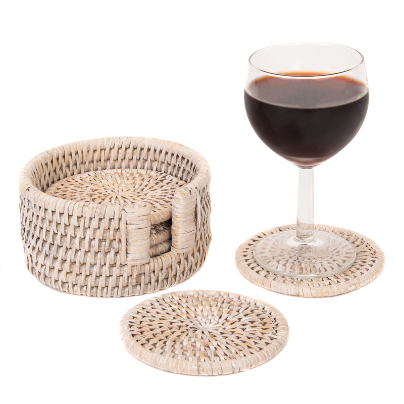 Camden Coaster Set with Holder, Blanc