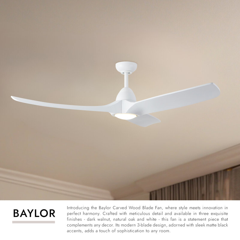 Baylor 60-in White dimmable dimmable LED Ceiling Fan