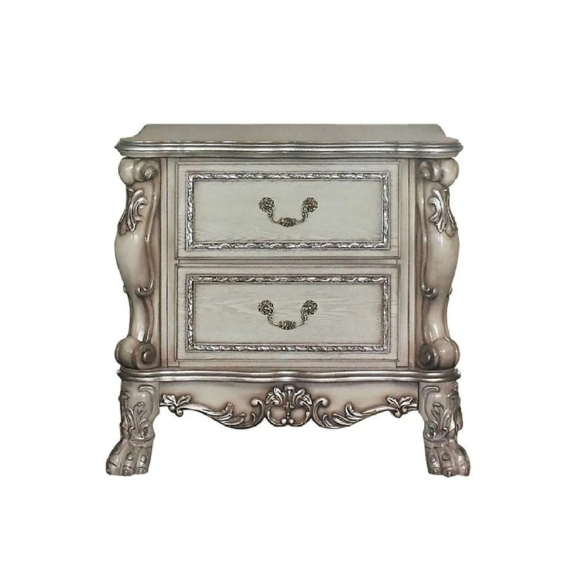 Solid Wood Nightstand With 2 Drawers