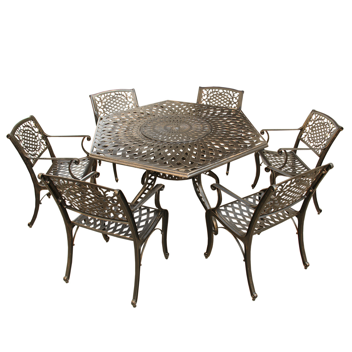 Fleur De Lis Living Rossman Mesh Lattice 7 Piece Dining Set | Wayfair