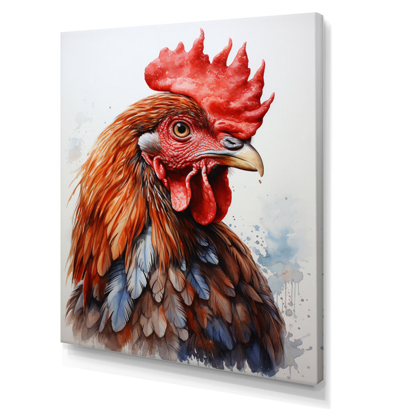 «Keady Abstract Rooster Portrait», reproduction sur toile, H 32 po x l 24 po x P 1 po, Toile tendue
