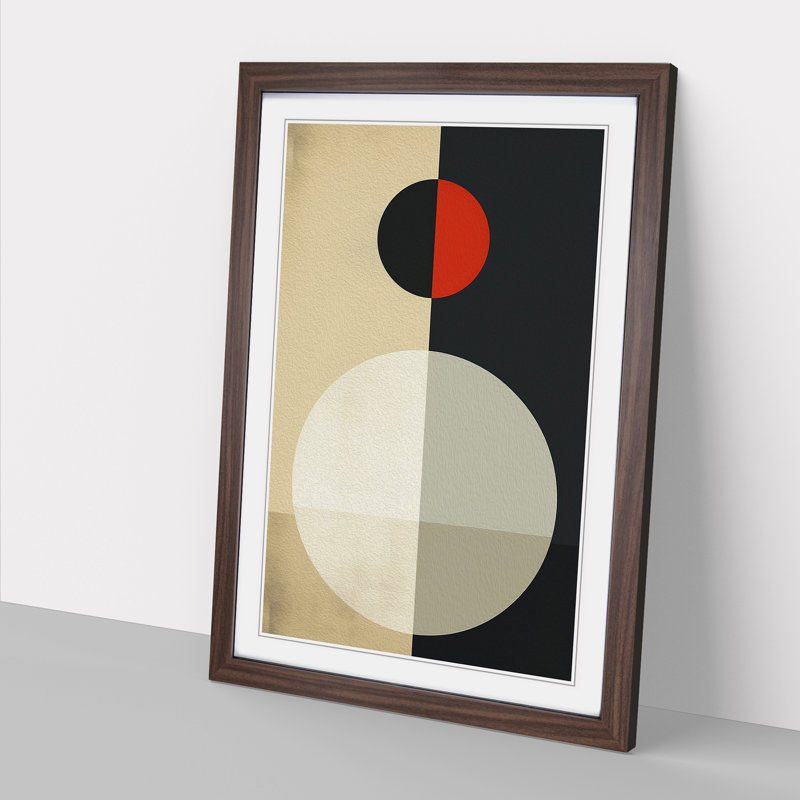 Minimalist Geometric No.3 - Single Picture Frame Print on Wood, 64cm H x 46cm W x 2cm D, Walnut Framed