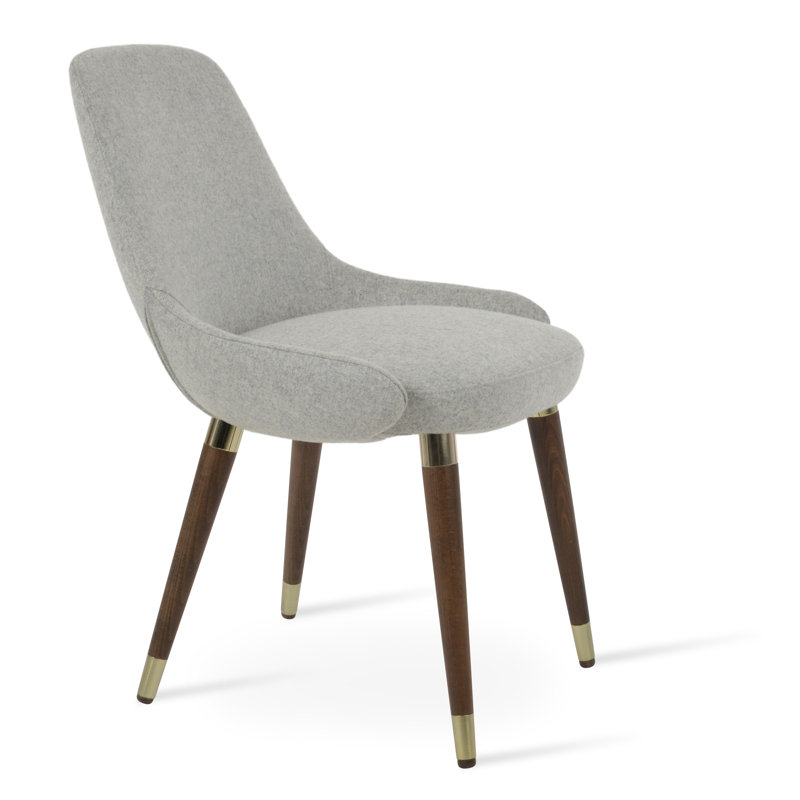 Chaise d'appoint en bois Gazel, Laine argentée