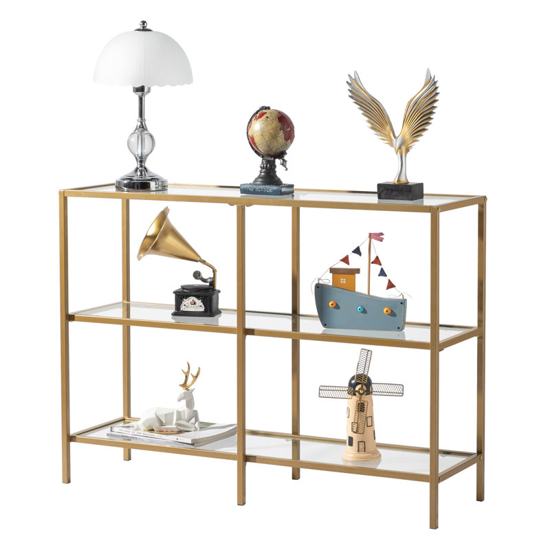 Kimberlye Glass Top Console Table, 28.74" H x 39.37" W x 11.81" D