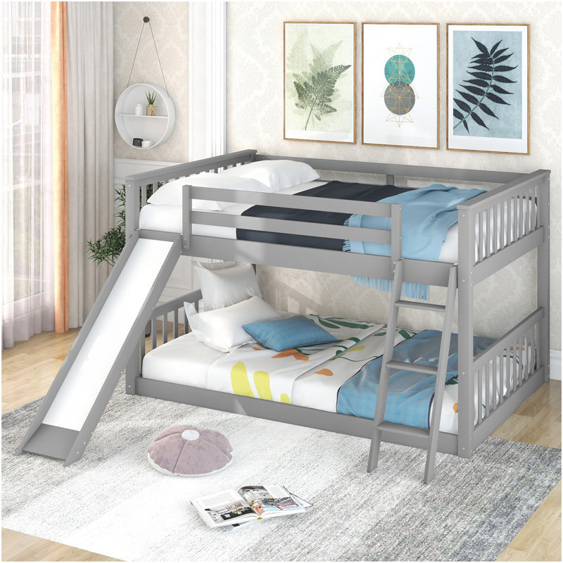  Au-dessus d'un lit superposé avec glissière convertible et échelle, , Gris