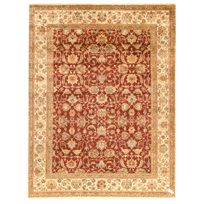 High-Quality Hand-Knotted Red And Cream Area Rug