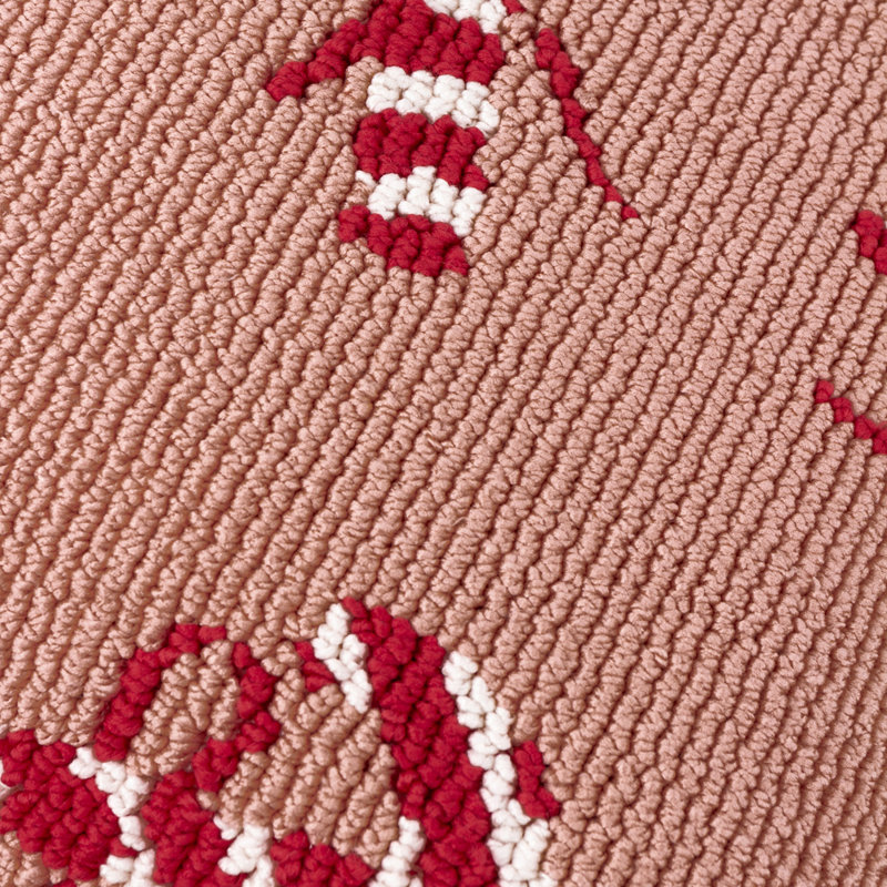 Candy Canes Pink Square Cushion, Polyester