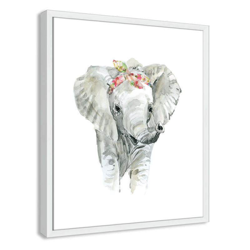 «Savannah Elephant», art encadré, H 24,5 po x l 20,5 po x P 1,18 po, Cadre blanc