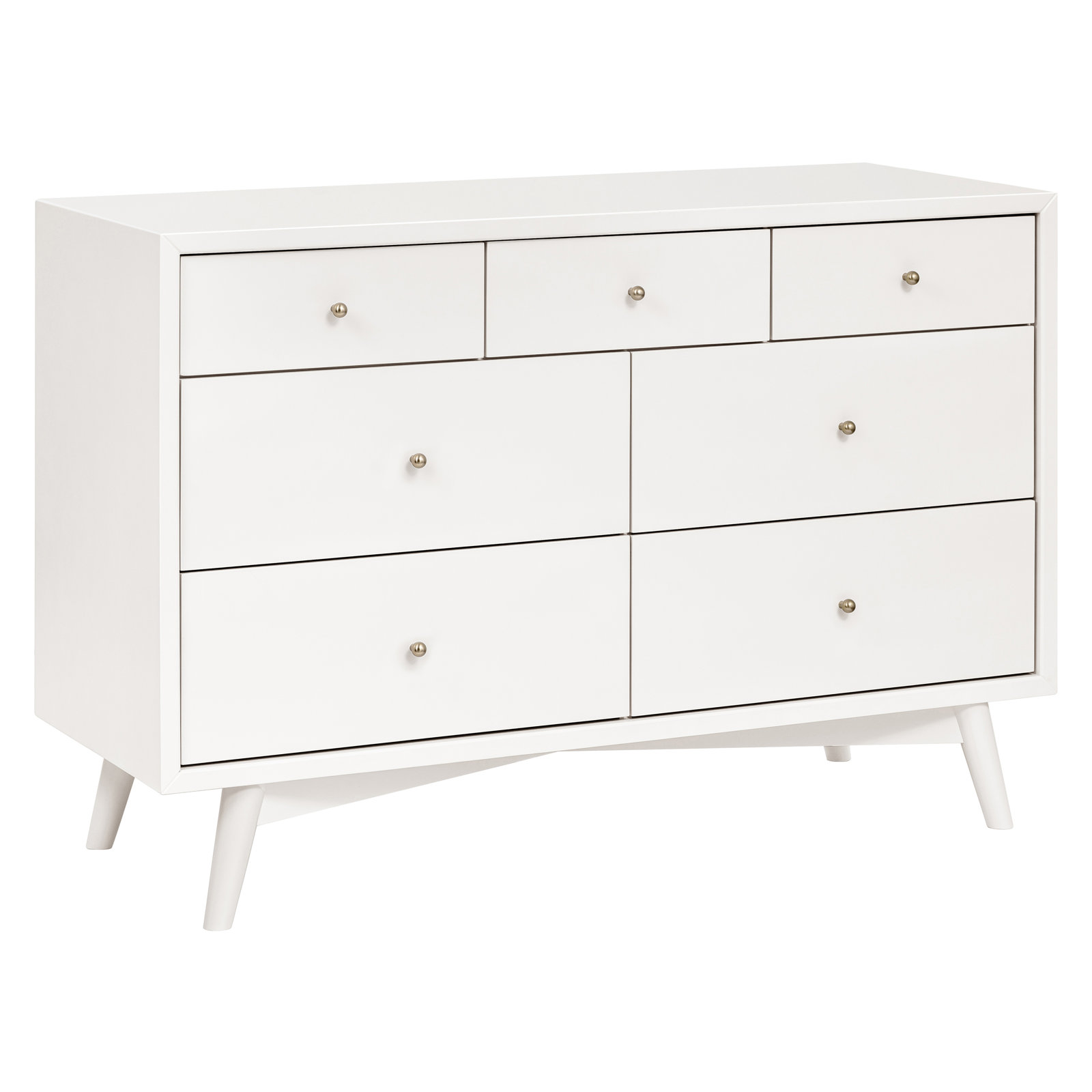 Palma 7 Drawer 53" W Double Dresser, Warm White