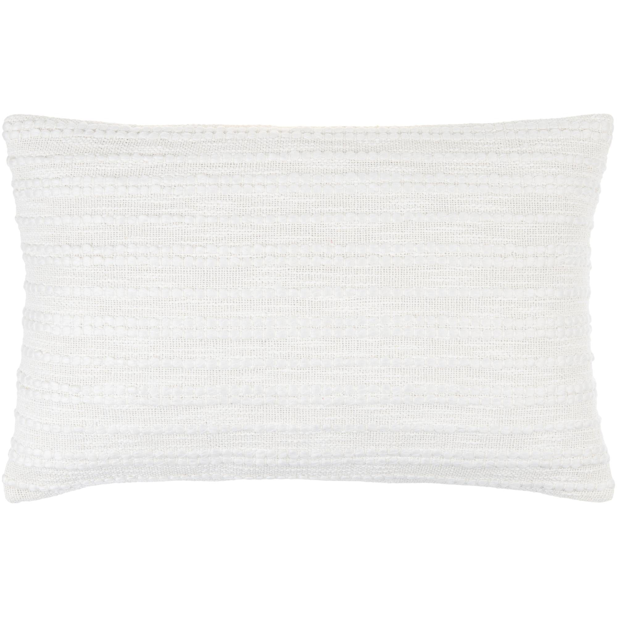 Amora Embroidered Cotton Pillow Cover, 13" x 20", Down, White