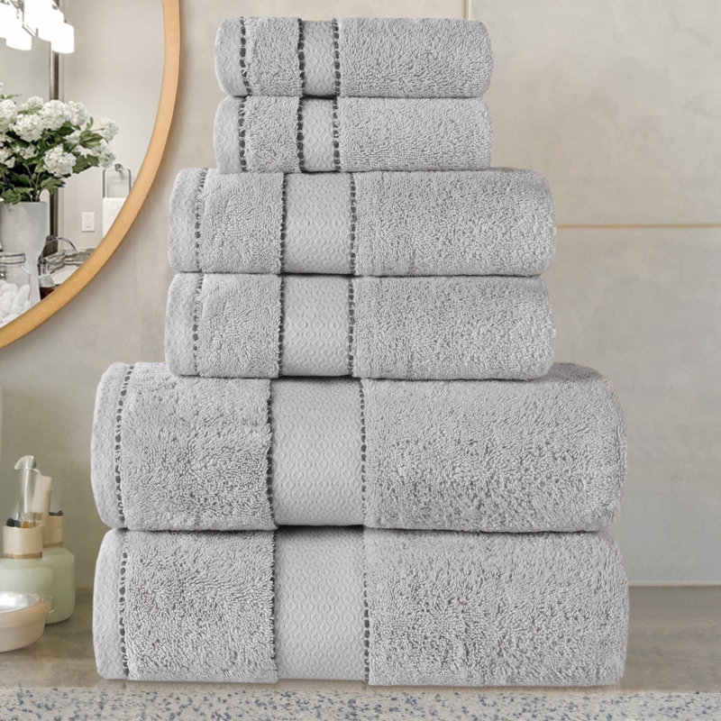 Niles 6 Piece Egyptian Giza Cotton Towel Set, Platinum