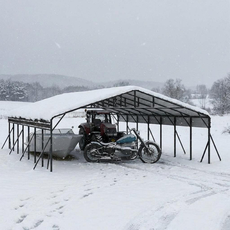 20' x 40' Heavy Duty Metal Carport With Galvanized Steel Roof, Metal Roof Carport With Enhanced Base, Tall MetalCarport Kits Garage for Tractors, Pickup, Boat, Car