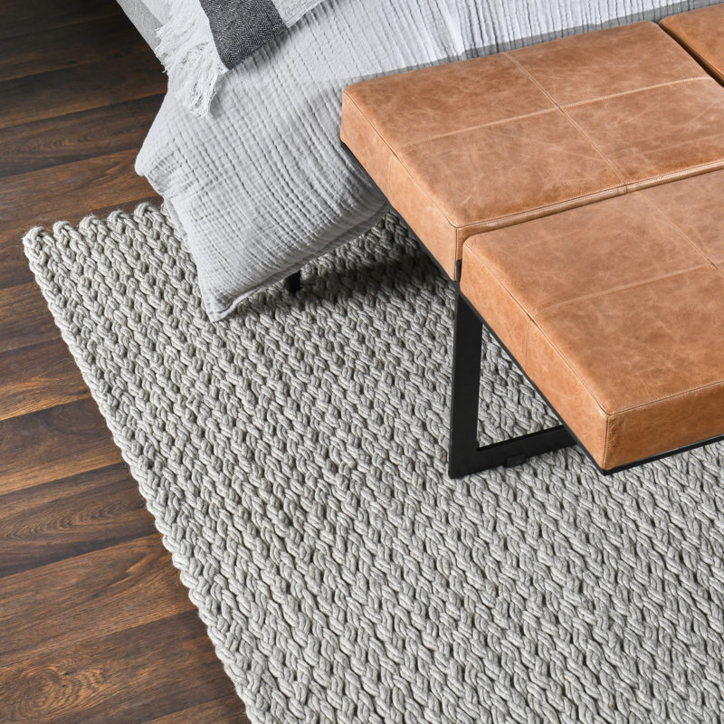 Tapis rectangulaire en laine Oxnard avec envers antidérapant, Rectangle de 5 pi x 8 pi