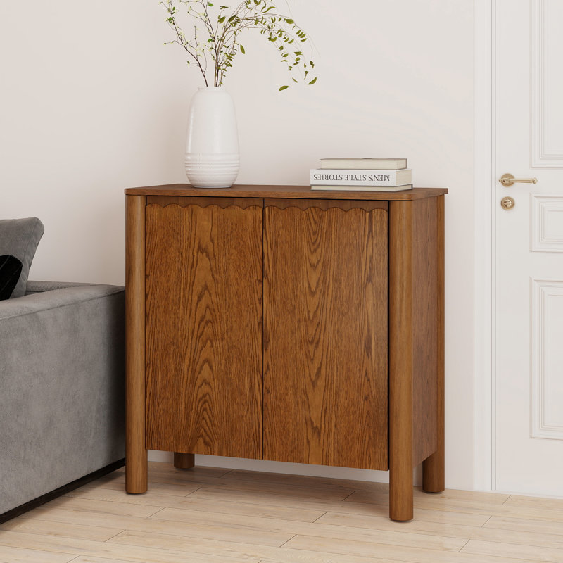 31.5" Solid Wood Veneer Accent Cabinet, Brown