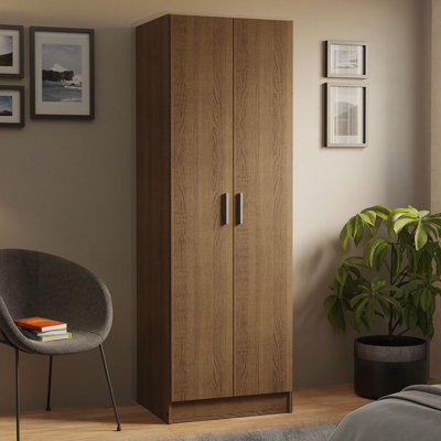Wardrobe Storage Cabinet Armoire Closet with 2 Doors and 4 Utility Shelves 23 Inch Wooden Organization Unit for Bedroom by Latitude Run