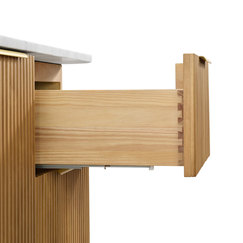 66" Double Bathroom Vanity In Light Reeded Birch