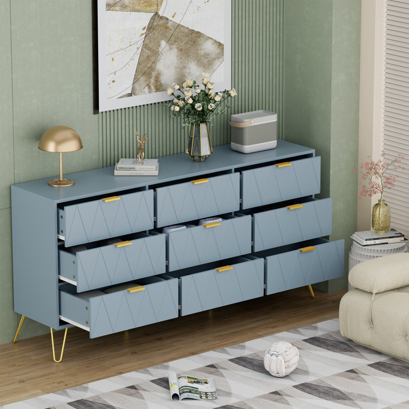 Telfair 58.9'' W 9 - Drawer Dresser, Blue