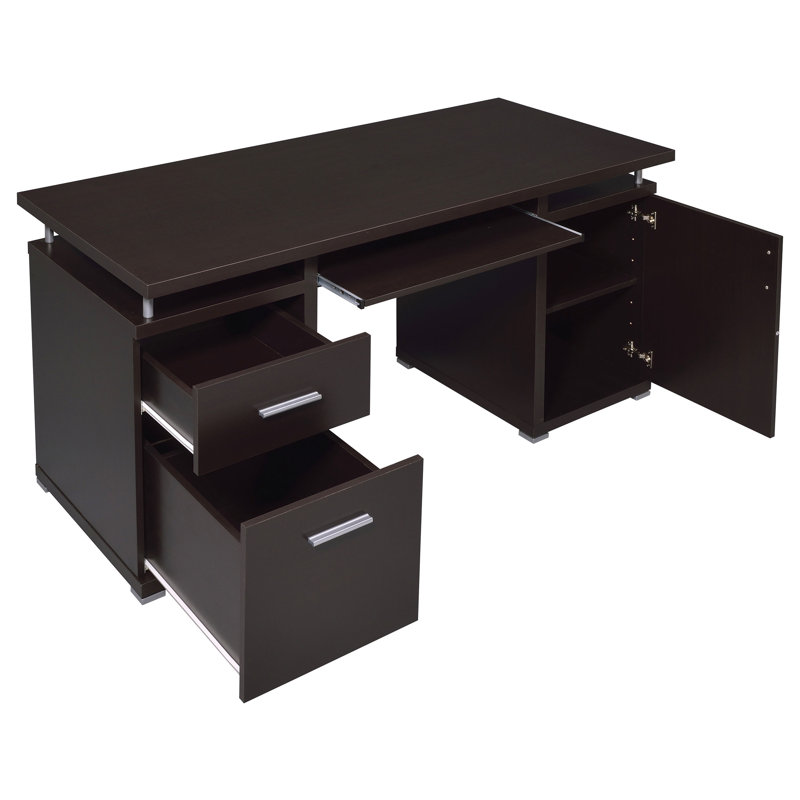 Bureau d'ordinateur en bois manufacturé Azayliah, Brun