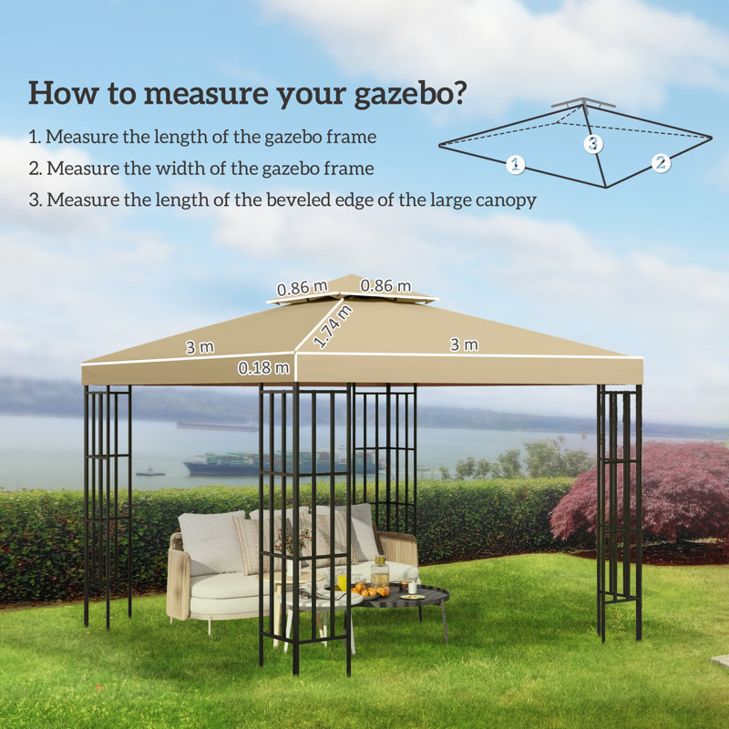 Dakota Fields Fabric Replacement Canopy for Gazebo, Beige