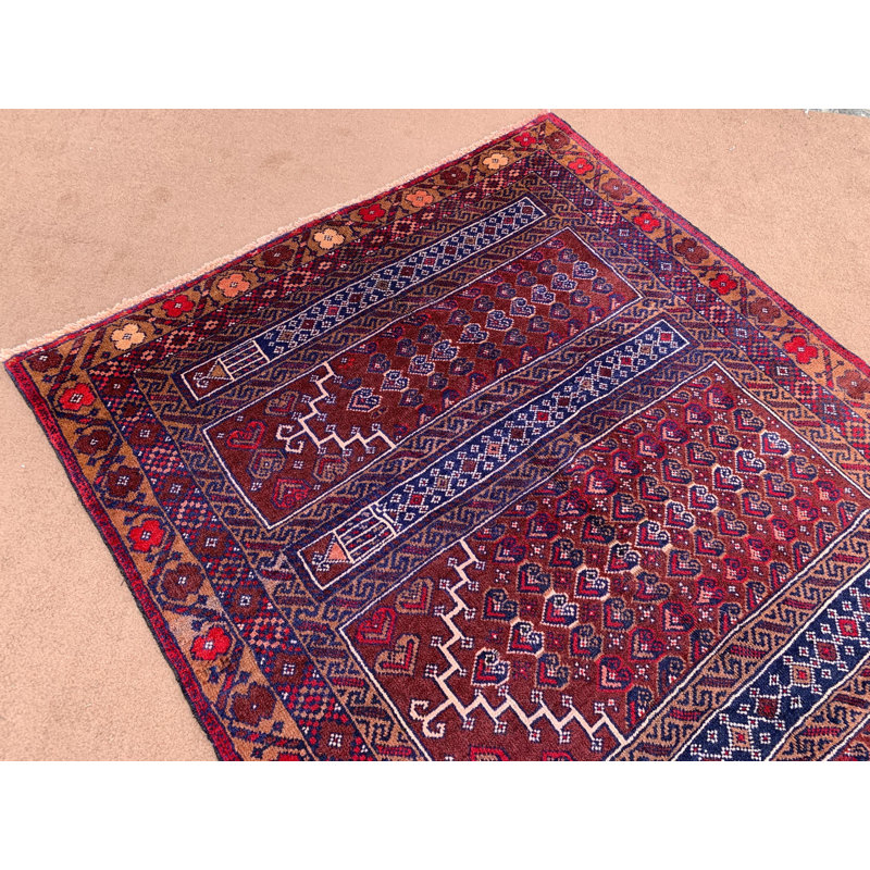 Tapis de couloir rétro vintage, tapis de couloir en laine fabriqué à la main afghane 3,7 x 12,1 pi, tapis géométrique, tapis à poils doux, tapis de couloir Baluchi, couloir de couloir
