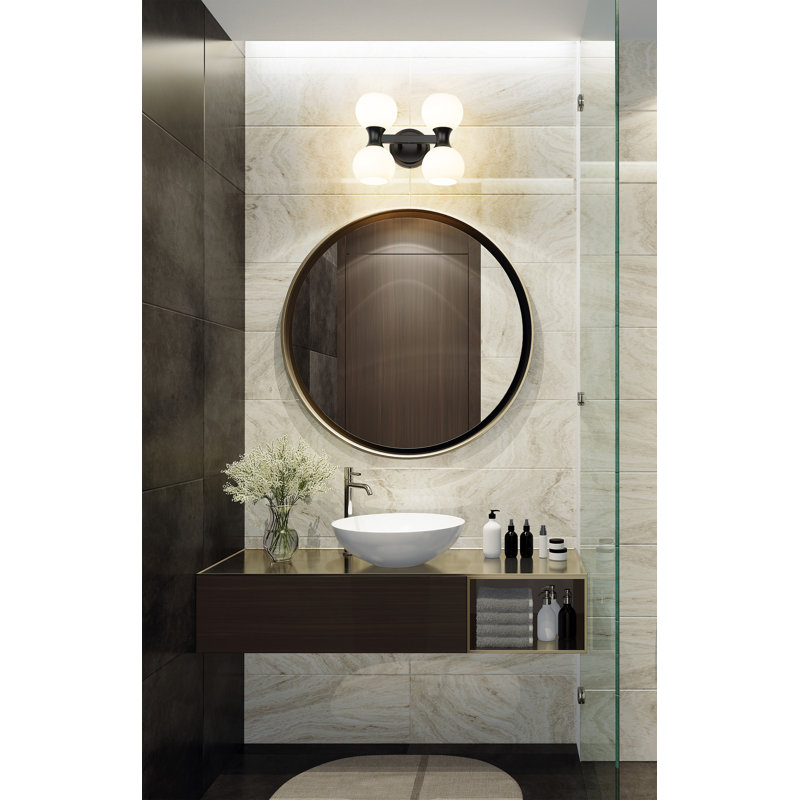 Éclairage pour salle de bain 4 lumières Naudain, Noir mat