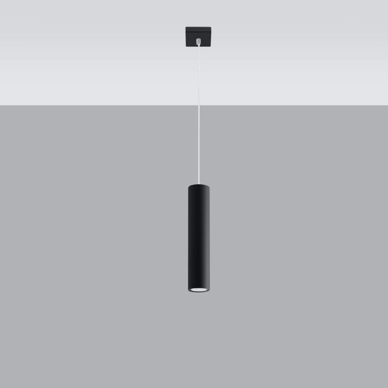 Jacky 1 - Light Black Cylinder Pendant, Black, 85cm x 8cm
