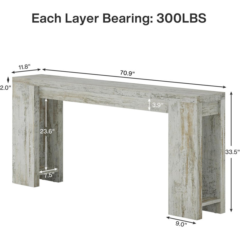 Table d'entrée en bois, console, table basse, Blanc, White, Blanc